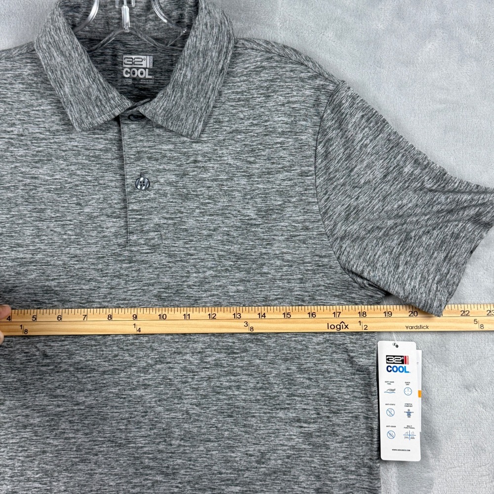 NWT 32 Degrees Cool Men's‎ Stretch Polo Shirt Charcoal Gray Space Dye Size Small - Picture 5 of 10
